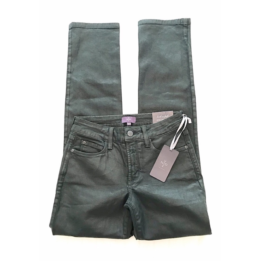 NYDJ NWT Sz 0/34 Green Coated Skinny Jeans